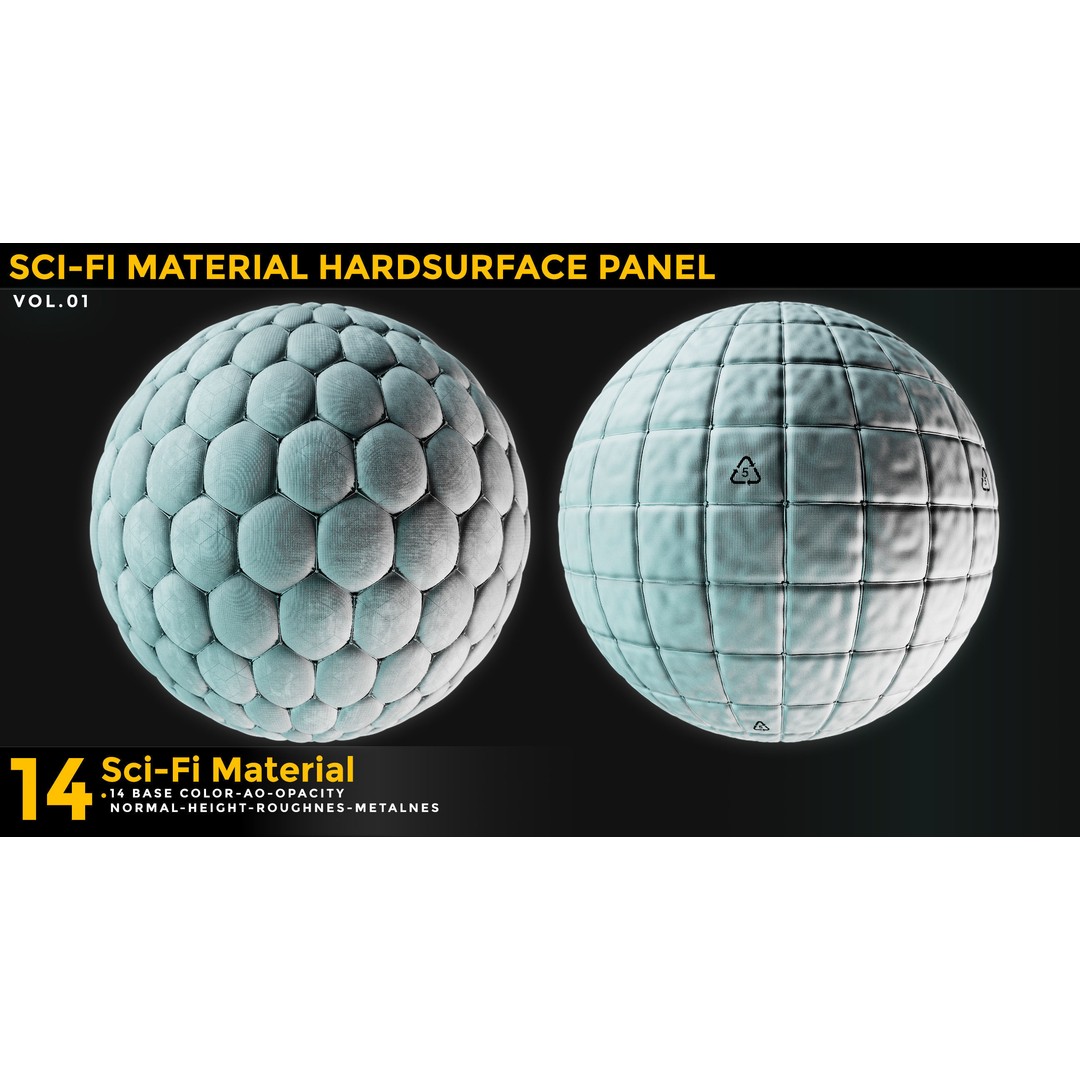 Sci-Fi Material 3D Model – Hard Surface Textures, PBR 4K - View 4
