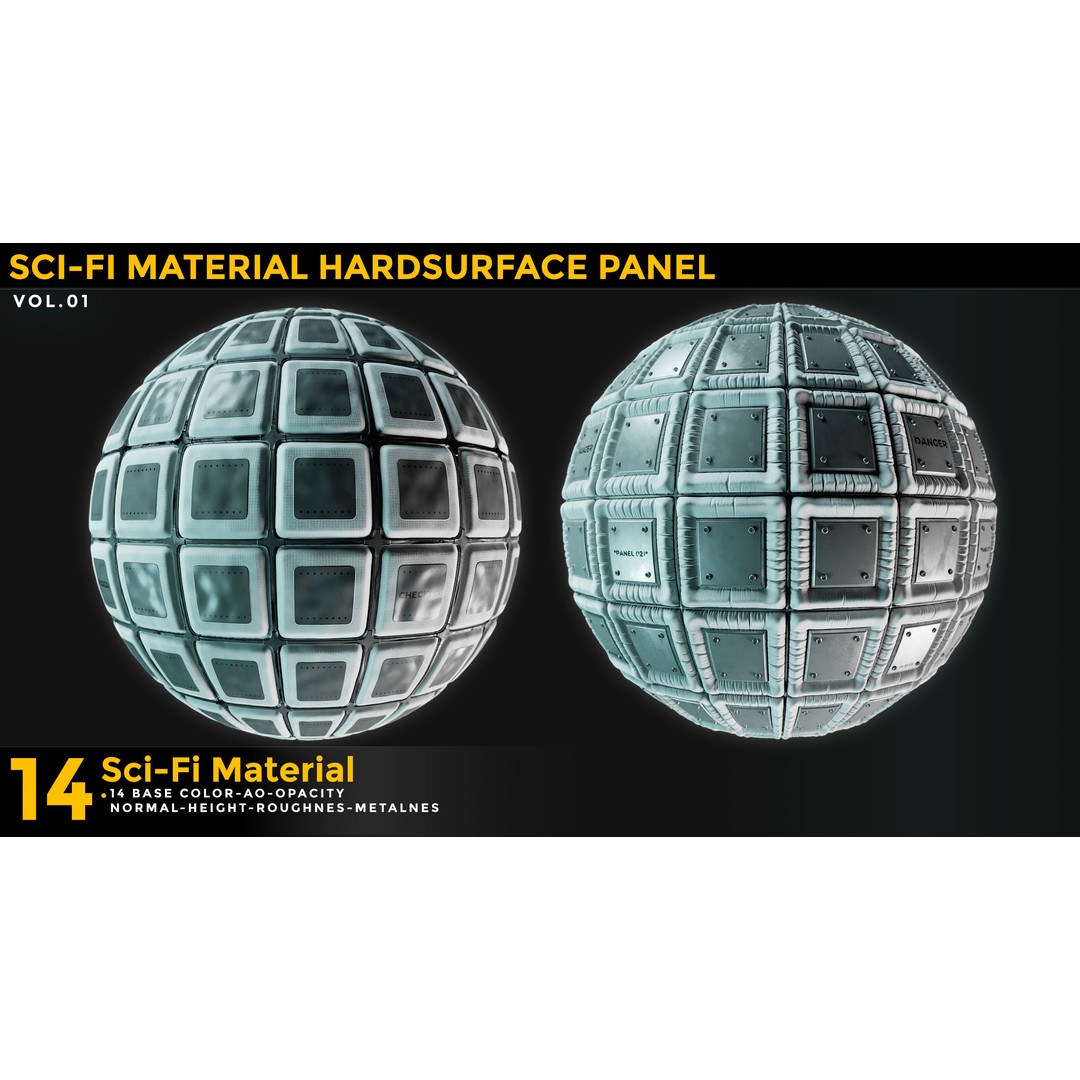 Sci-Fi Material 3D Model – Hard Surface Textures, PBR 4K - View 5