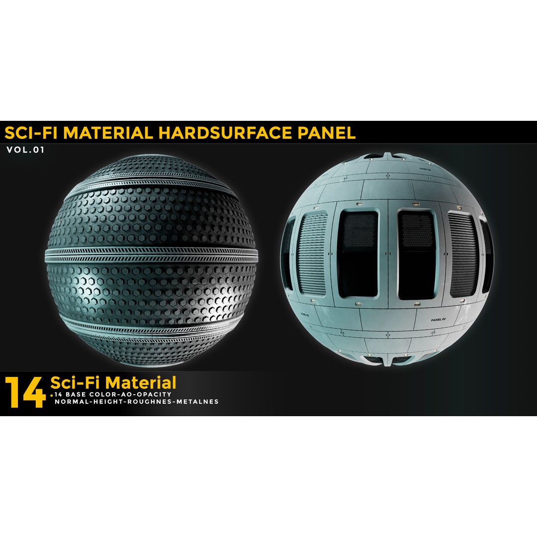 Sci-Fi Material 3D Model – Hard Surface Textures, PBR 4K - View 6