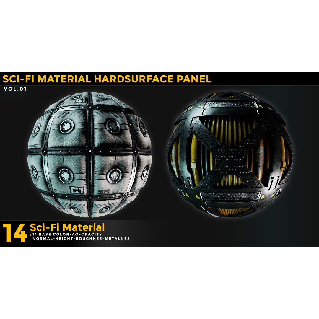 Sci-Fi Material 3D Model – Hard Surface Textures, PBR 4K - View 7
