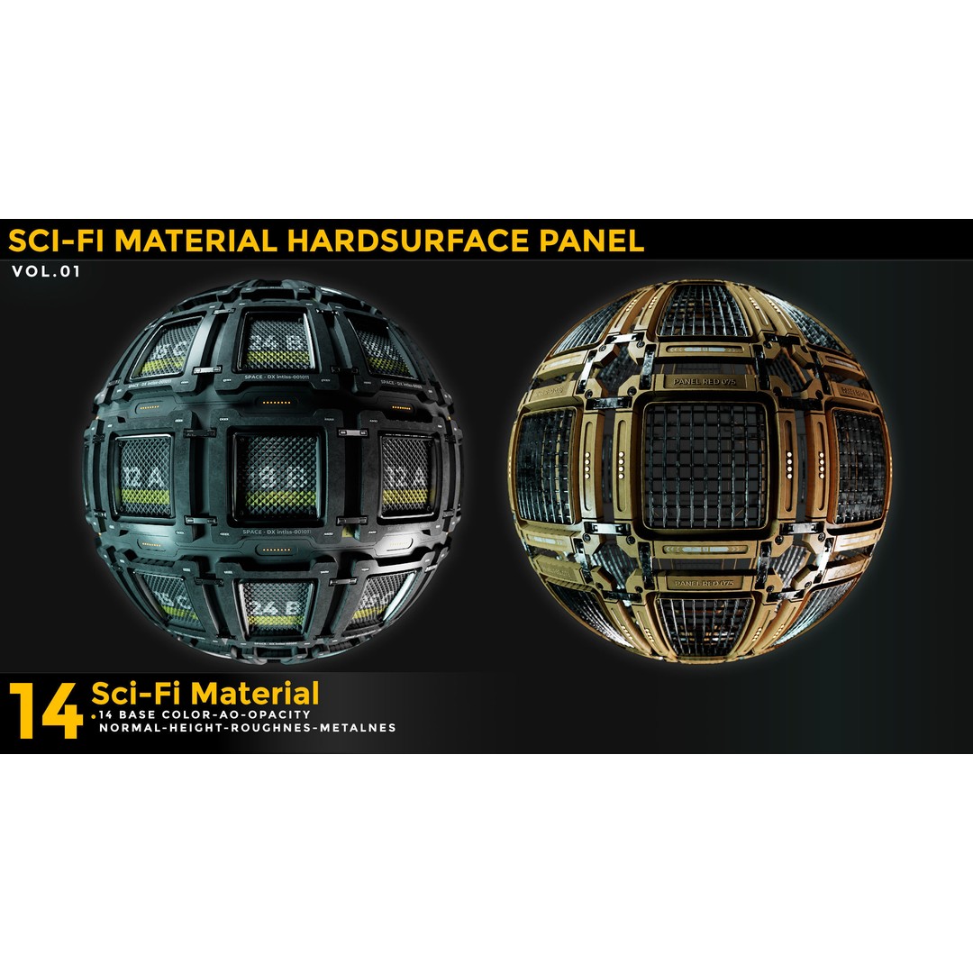 Sci-Fi Material 3D Model – Hard Surface Textures, PBR 4K - View 8
