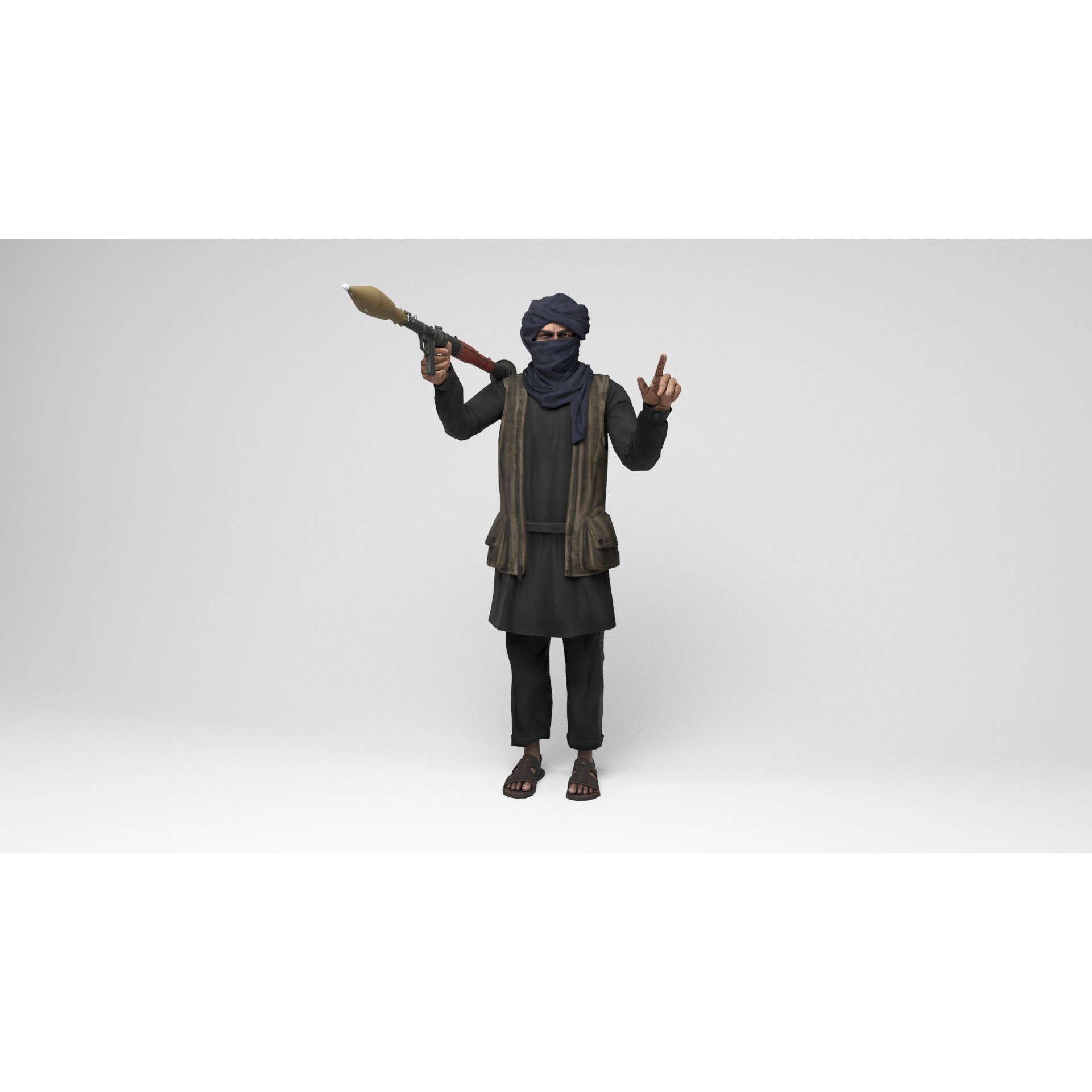 Taliban Mercenary - Low-Poly Game-Ready 3D Model - View 10