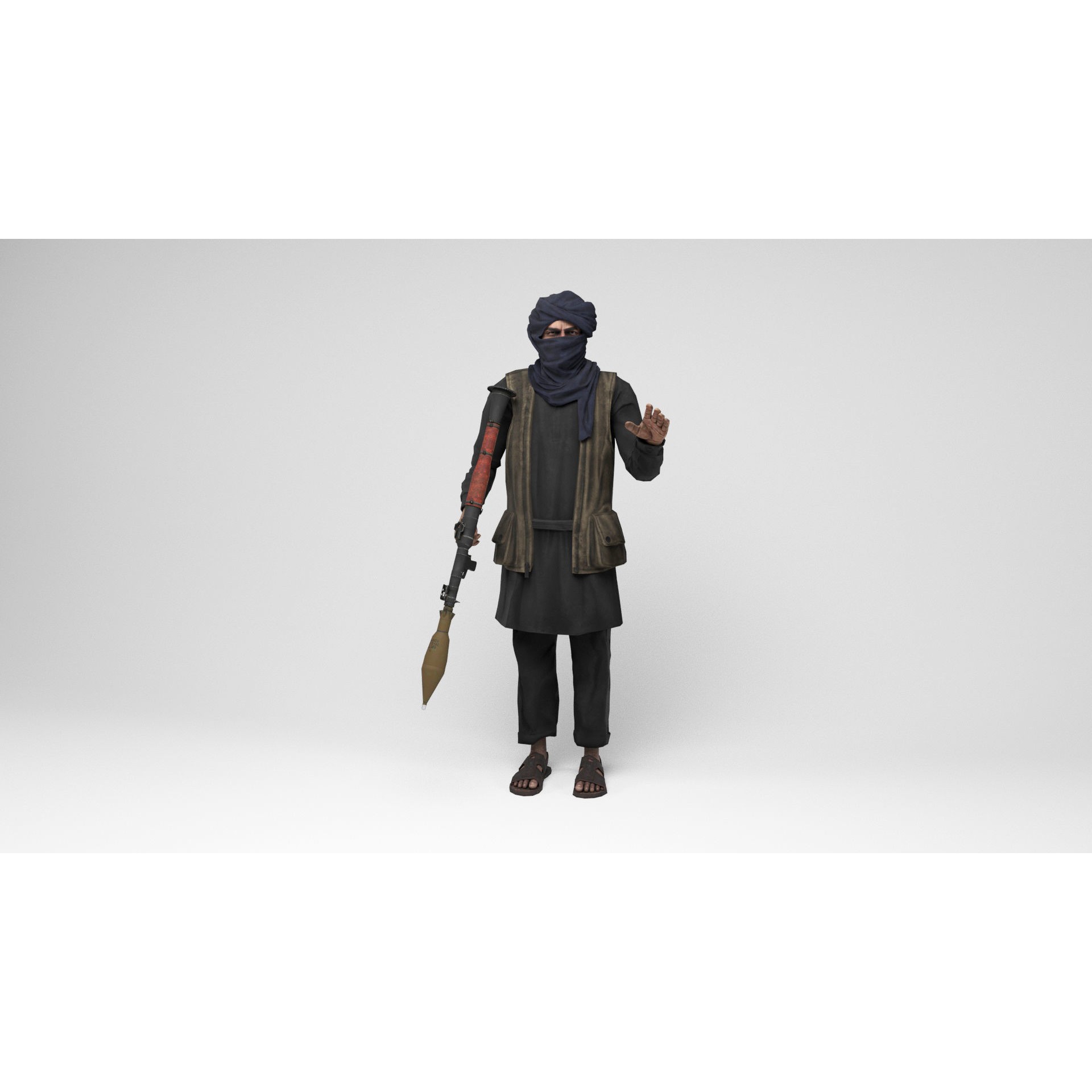 Taliban Mercenary - Low-Poly Game-Ready 3D Model - View 11