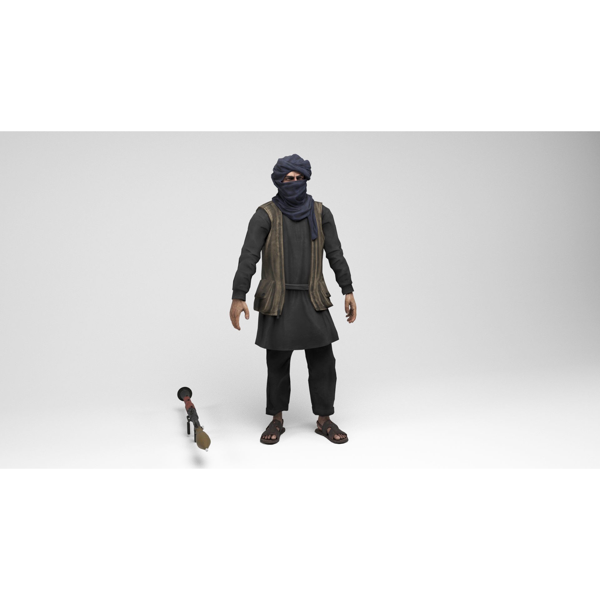 Taliban Mercenary - Low-Poly Game-Ready 3D Model - View 12