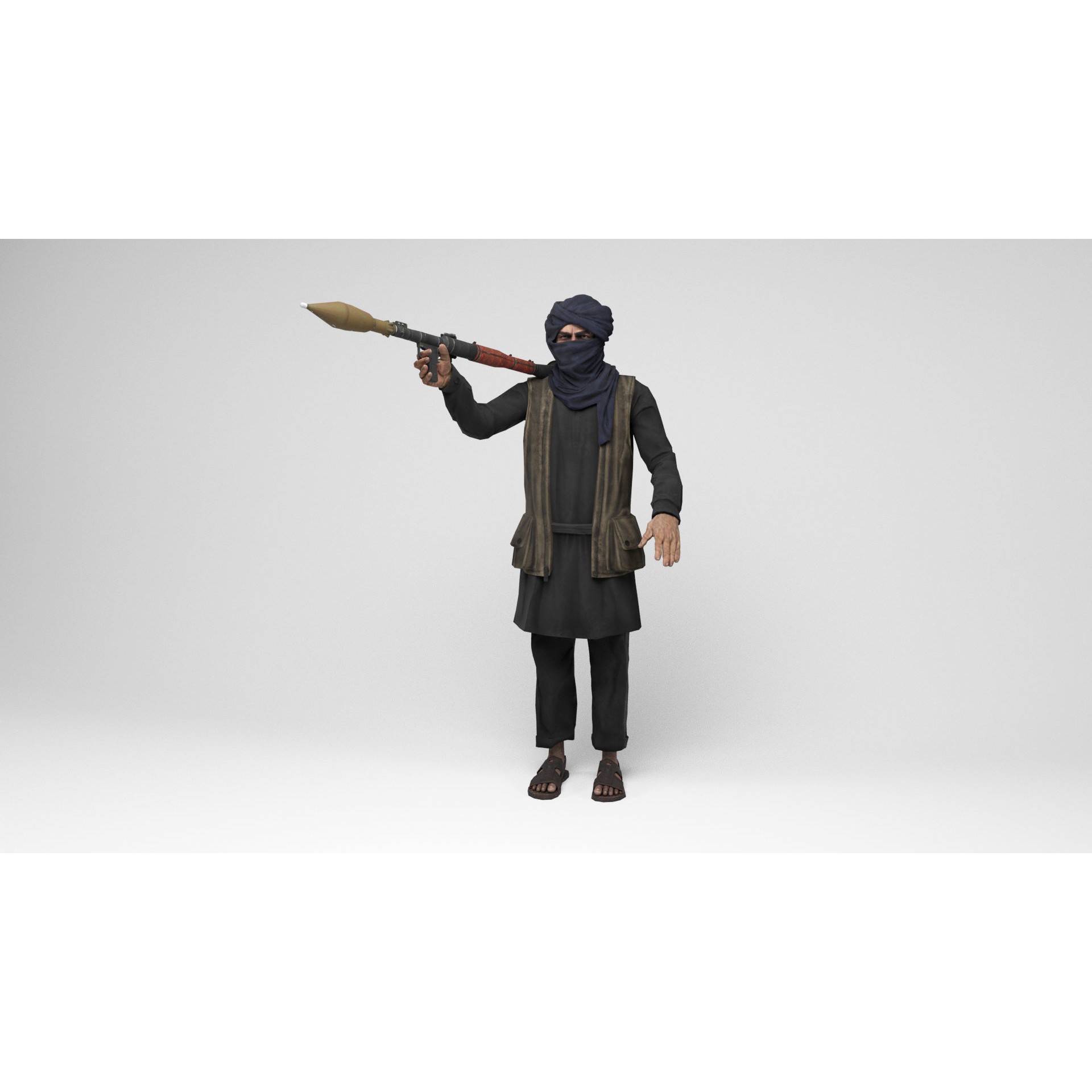 Taliban Mercenary - Low-Poly Game-Ready 3D Model - View 13