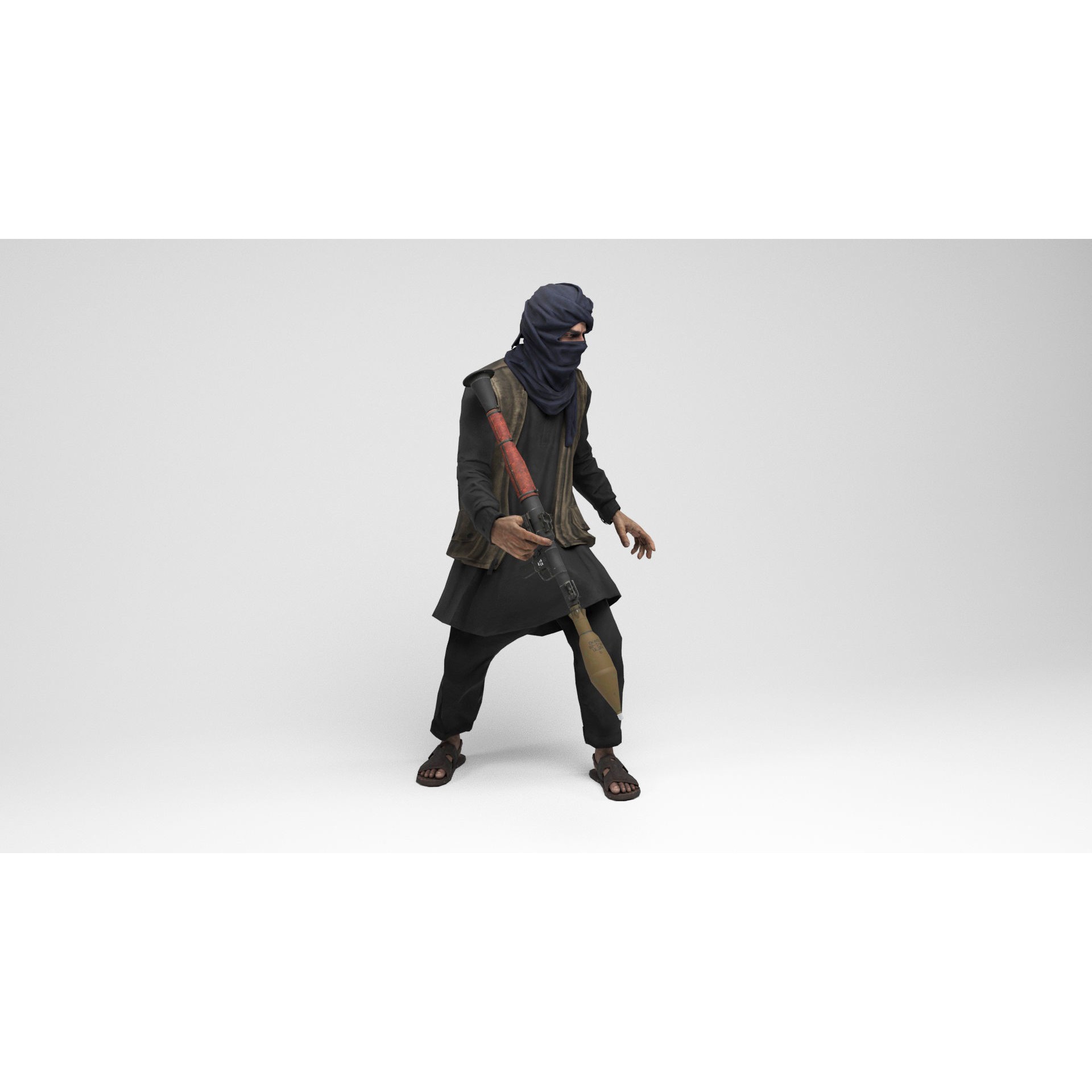 Taliban Mercenary - Low-Poly Game-Ready 3D Model - View 14