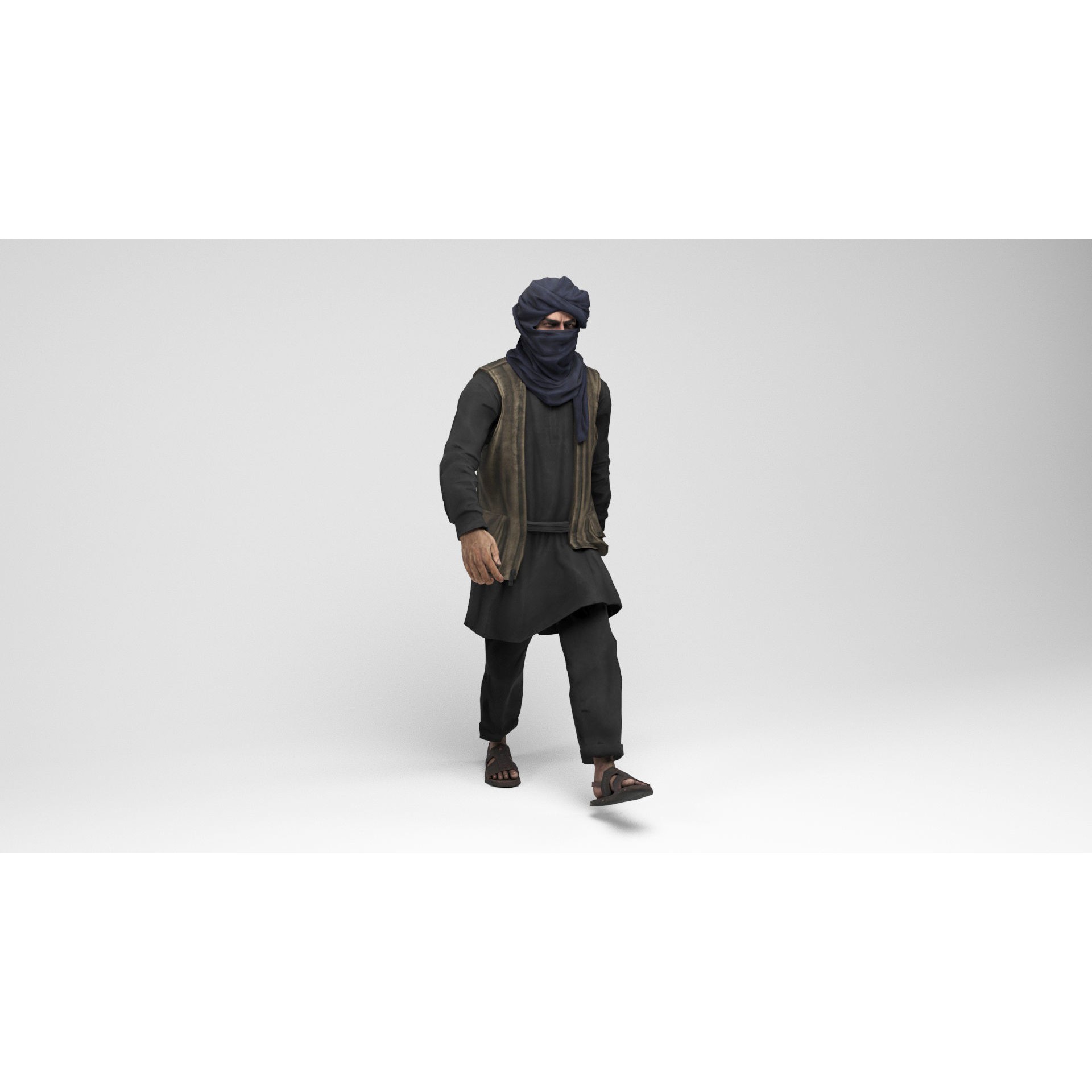 Taliban Mercenary - Low-Poly Game-Ready 3D Model - View 15