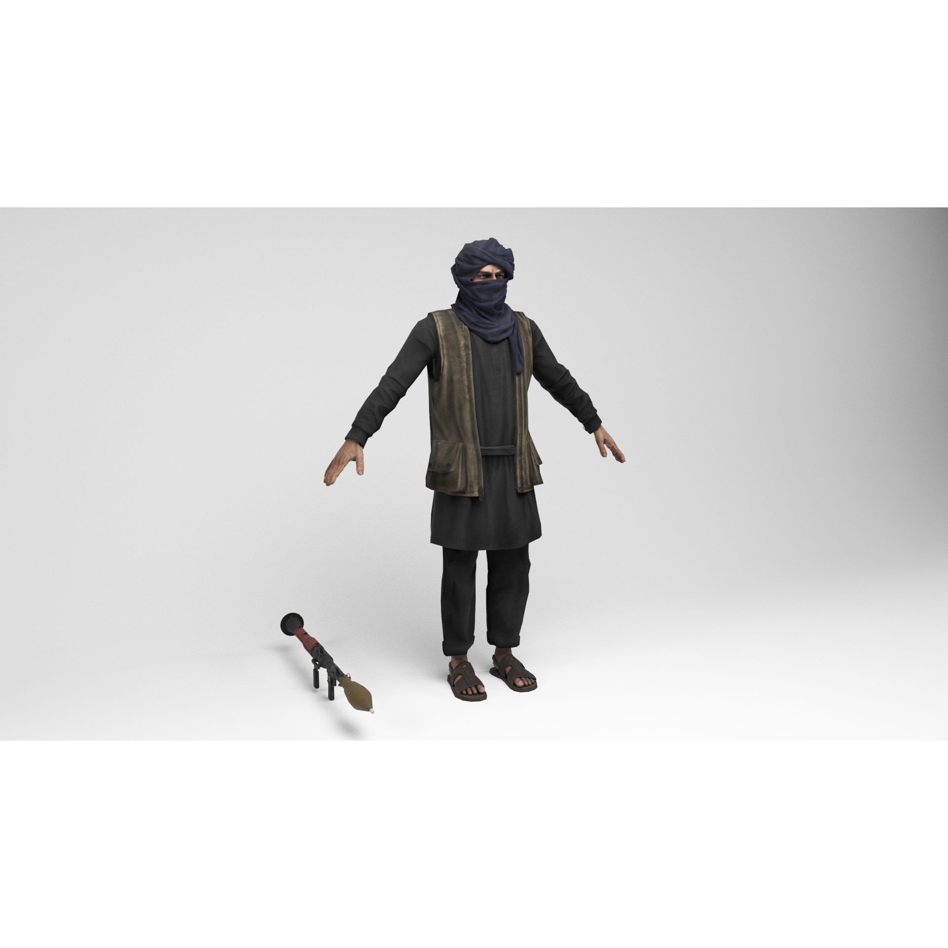Taliban Mercenary - Low-Poly Game-Ready 3D Model - View 3