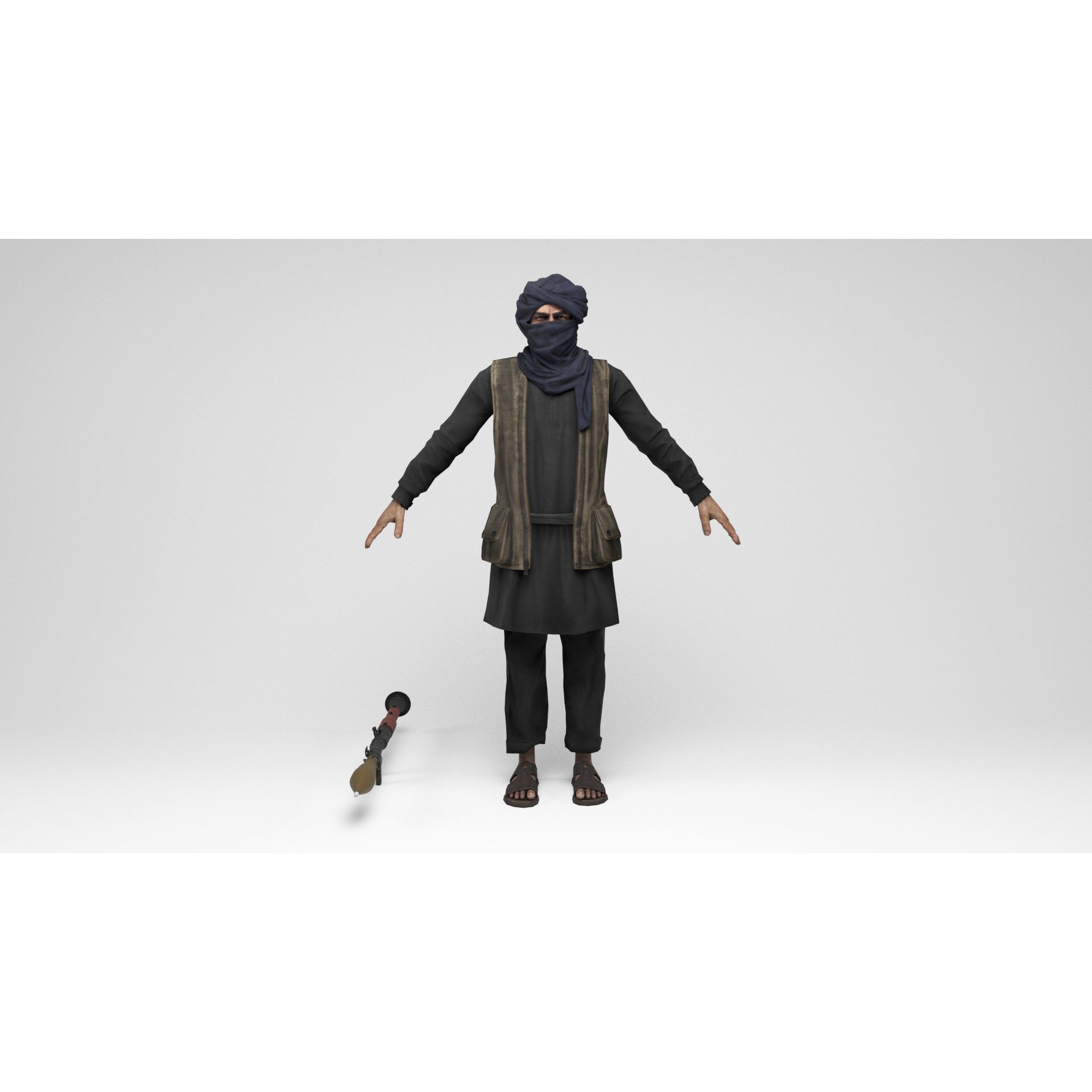 Taliban Mercenary - Low-Poly Game-Ready 3D Model - View 4