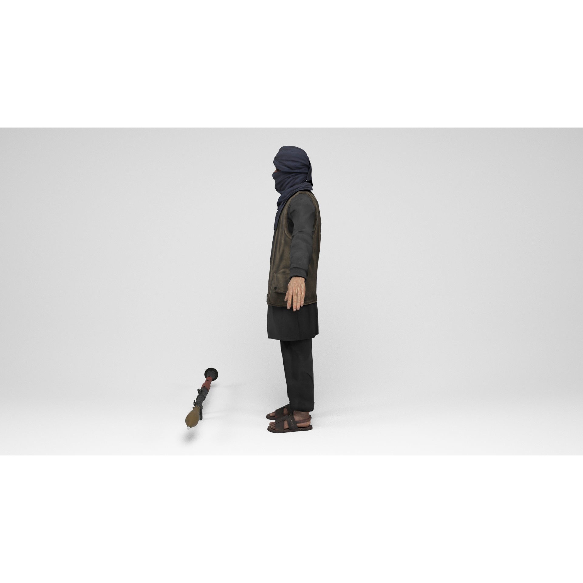 Taliban Mercenary - Low-Poly Game-Ready 3D Model - View 6