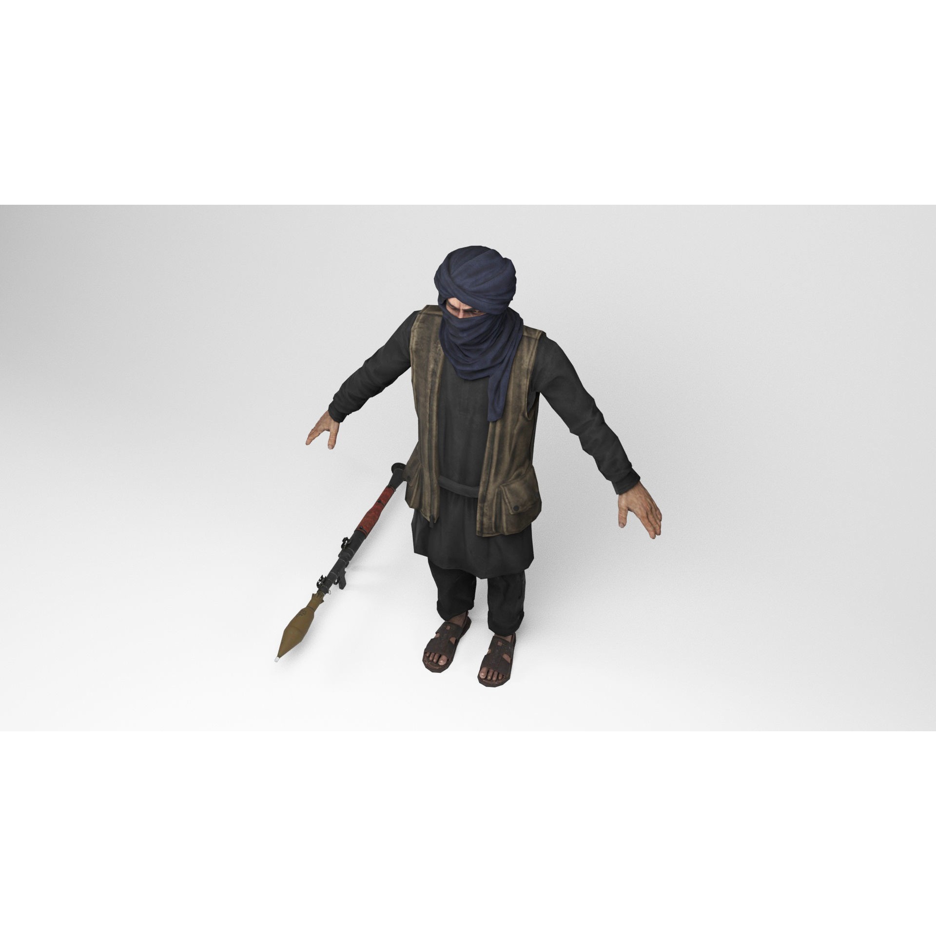 Taliban Mercenary - Low-Poly Game-Ready 3D Model - View 7