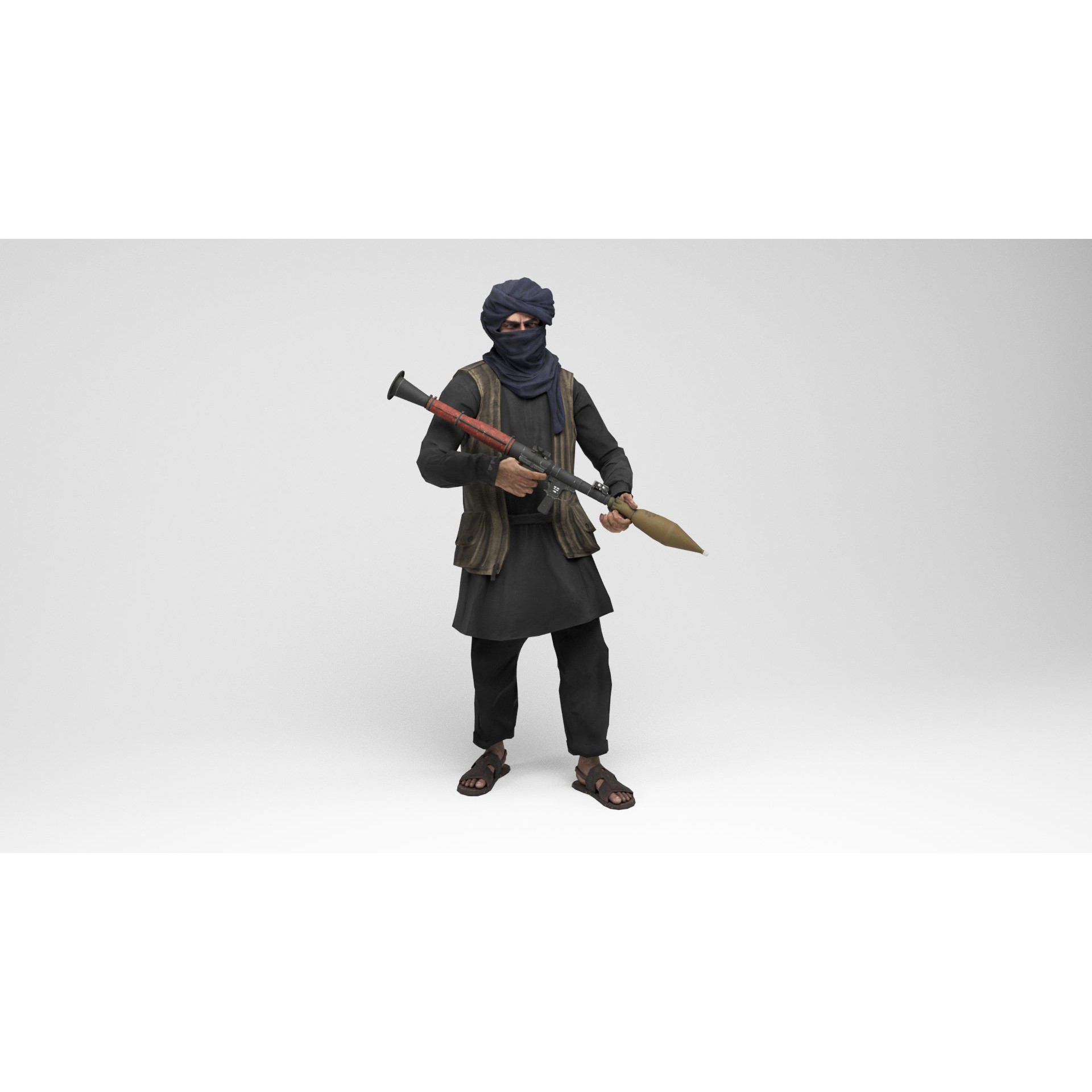 Taliban Mercenary - Low-Poly Game-Ready 3D Model - View 9