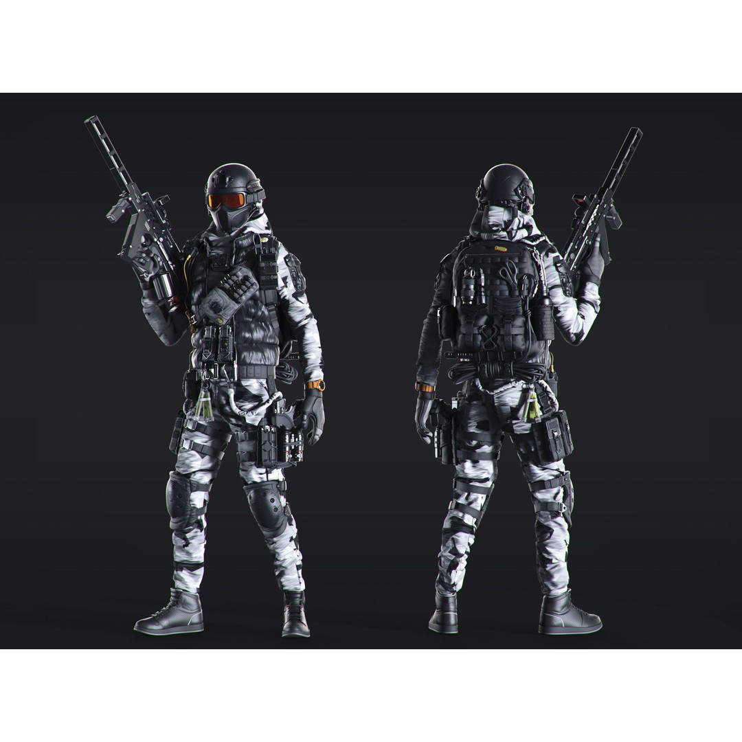 Soldier 3D Model – Urban Division High-Quality Poses, OBJ - View 10