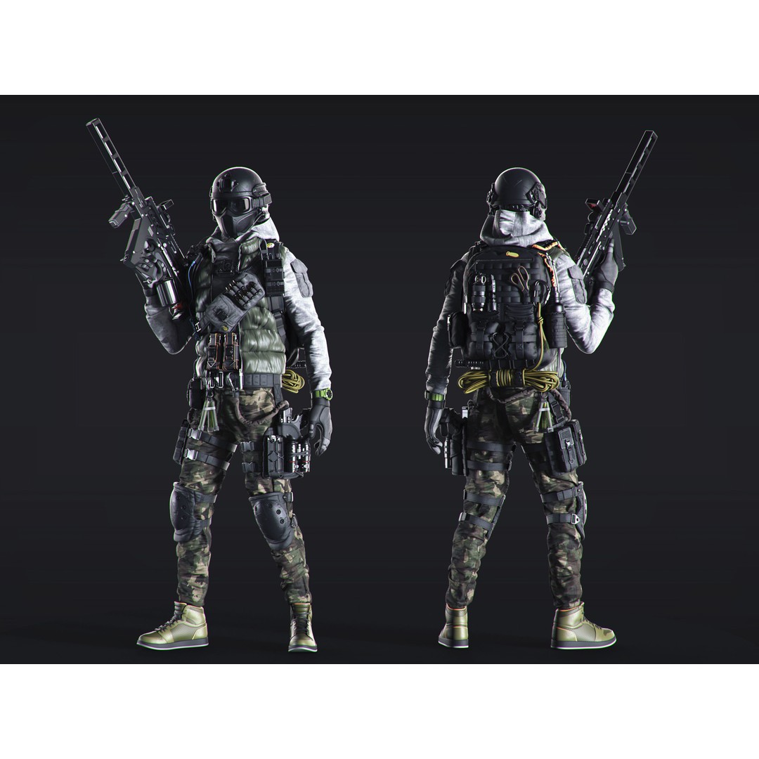 Soldier 3D Model – Urban Division High-Quality Poses, OBJ - View 12