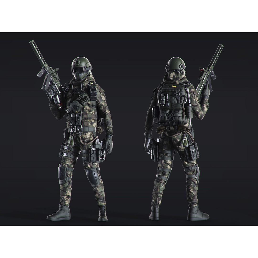 Soldier 3D Model – Urban Division High-Quality Poses, OBJ - View 13