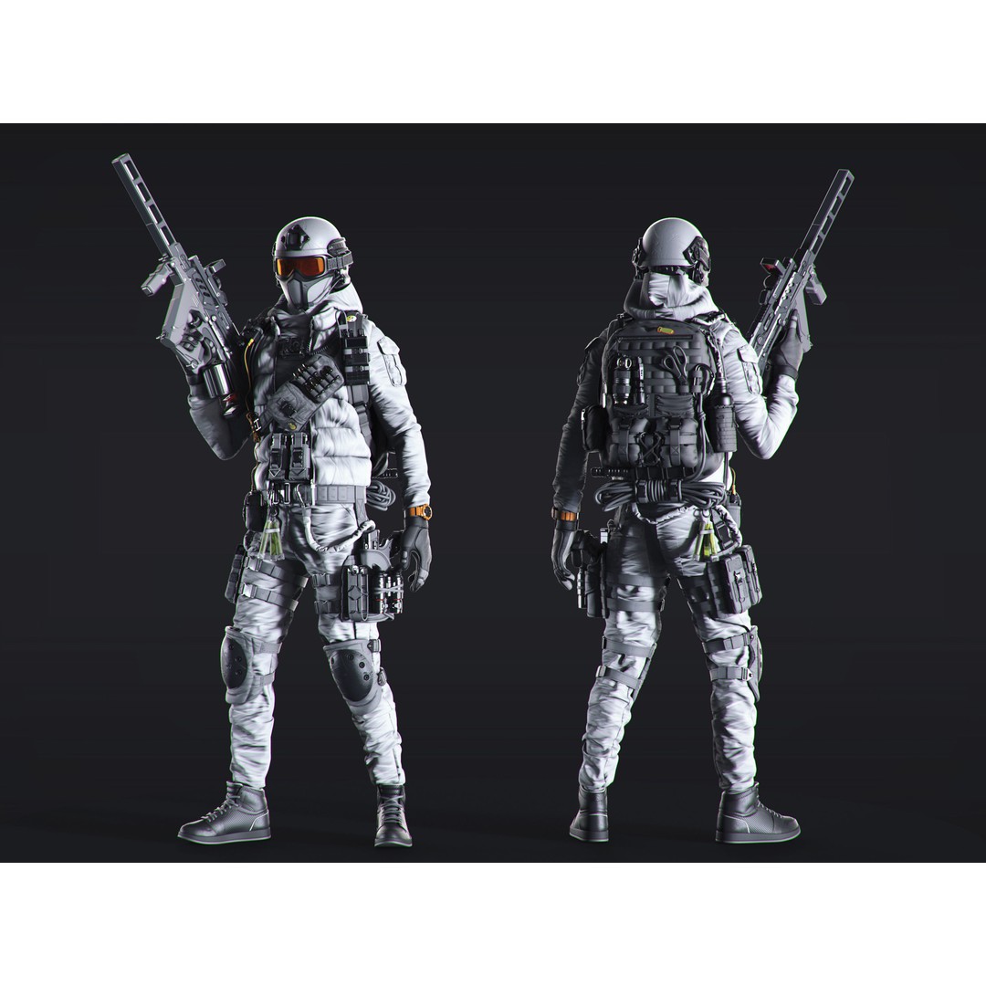 Soldier 3D Model – Urban Division High-Quality Poses, OBJ - View 14