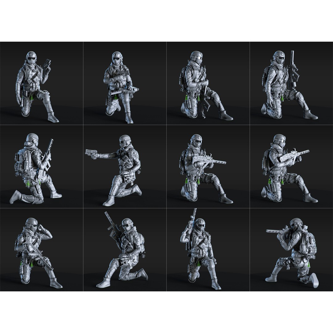Soldier 3D Model – Urban Division High-Quality Poses, OBJ - View 16