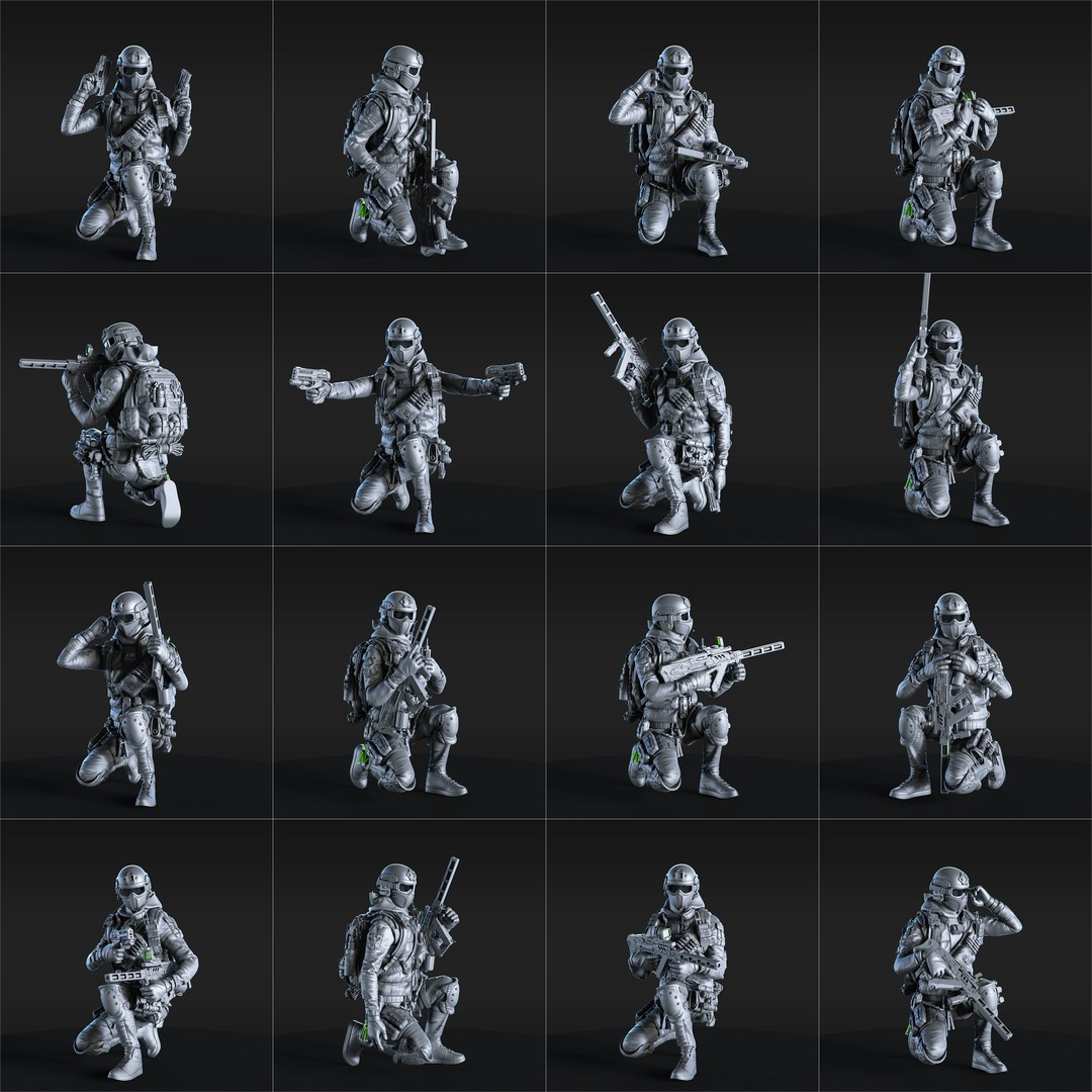 Soldier 3D Model – Urban Division High-Quality Poses, OBJ - View 17