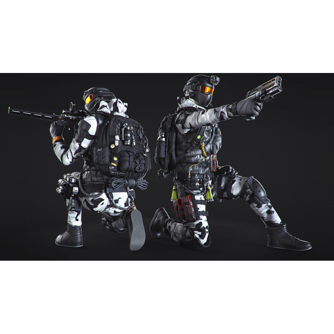 Soldier 3D Model – Urban Division High-Quality Poses, OBJ - View 3