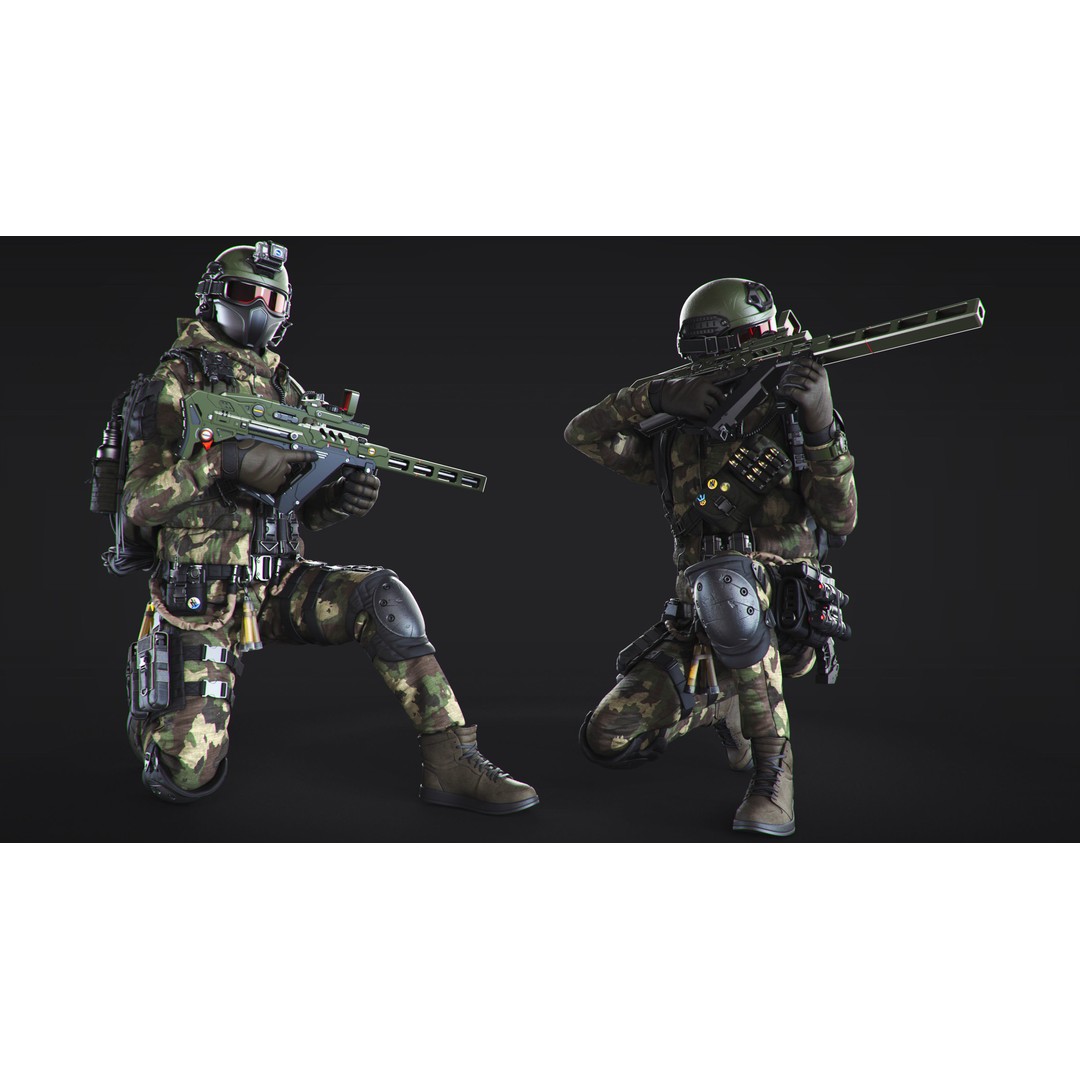 Soldier 3D Model – Urban Division High-Quality Poses, OBJ - View 4