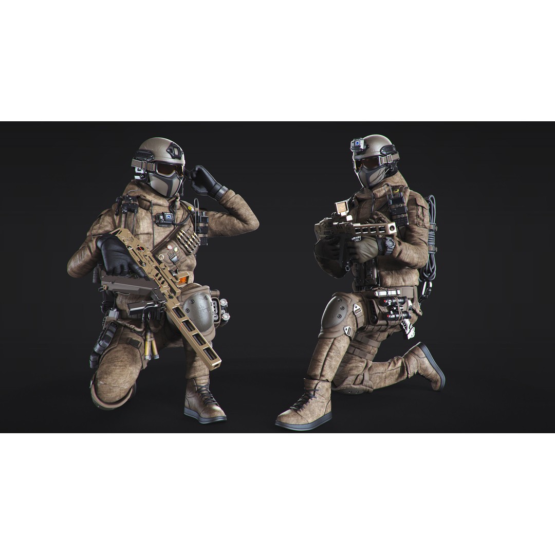 Soldier 3D Model – Urban Division High-Quality Poses, OBJ - View 7