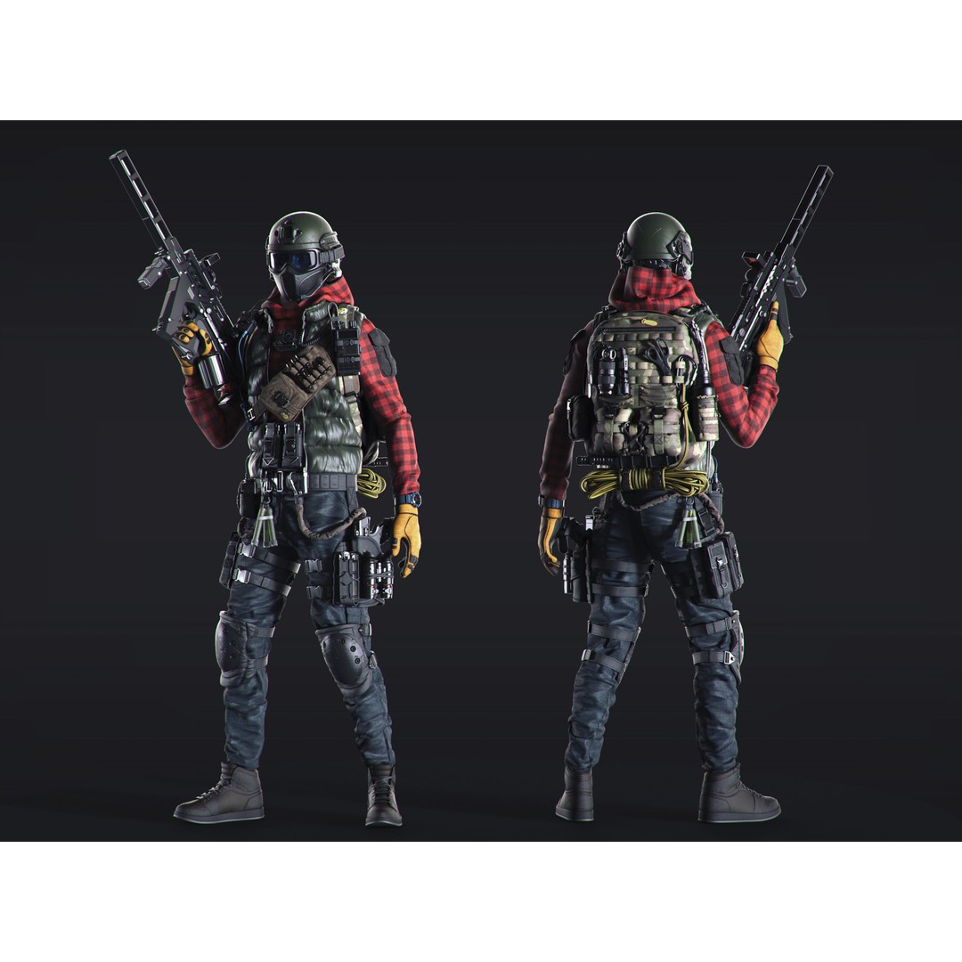 Soldier 3D Model – Urban Division High-Quality Poses, OBJ - View 8