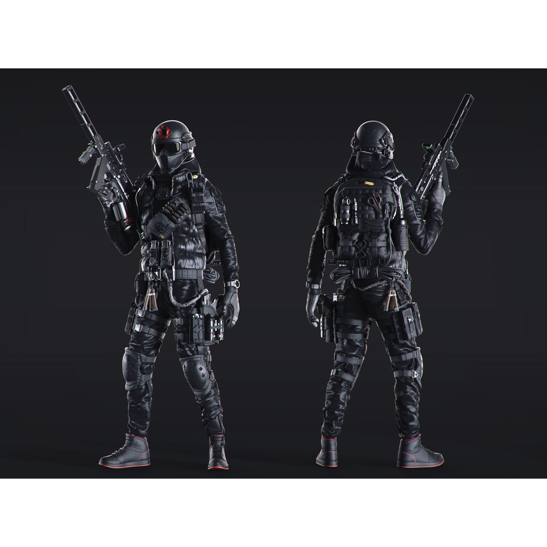 Soldier 3D Model – Urban Division High-Quality Poses, OBJ - View 9