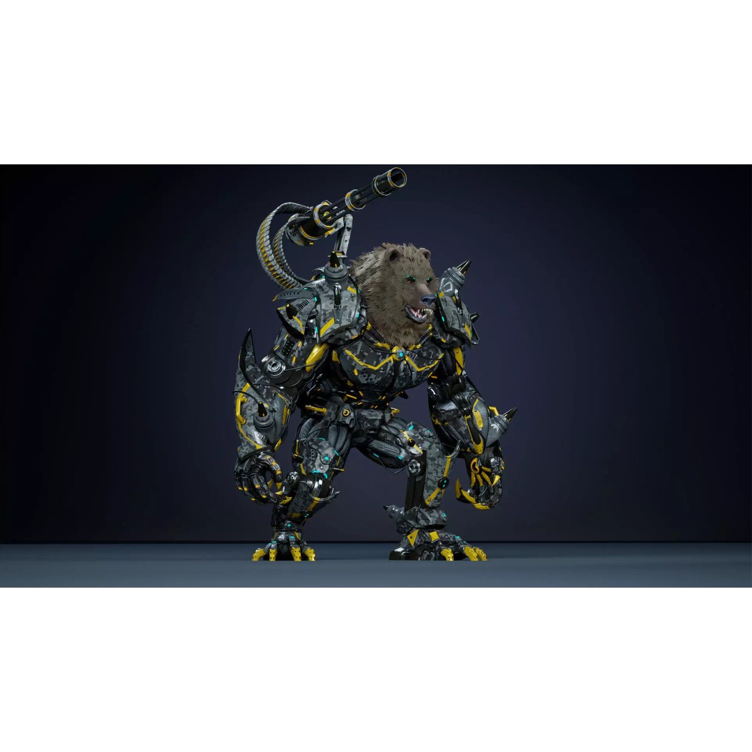 Alien Bear 3D Model – Low Poly Game-Ready Character, FBX, UE4/UE5