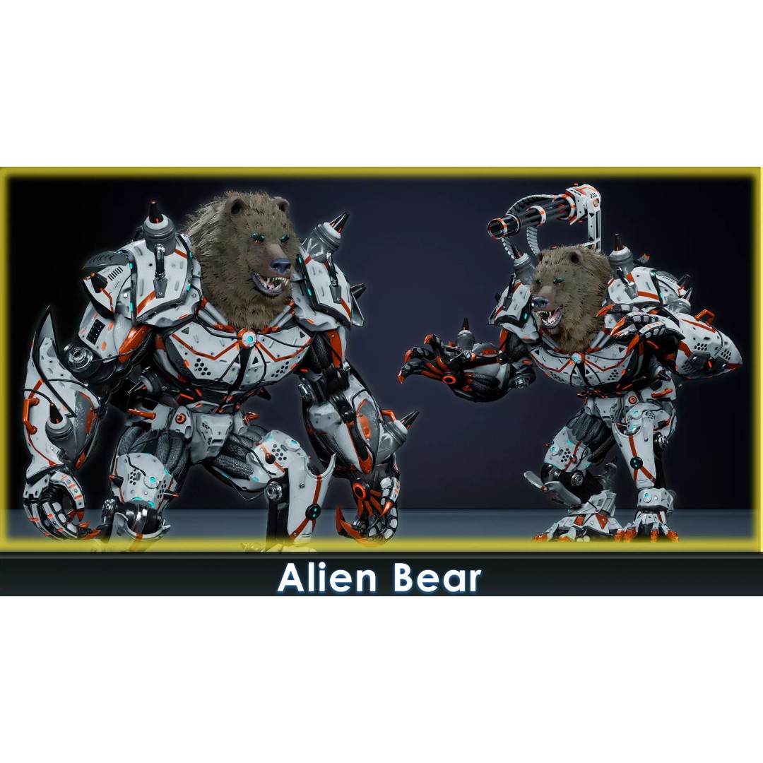 Alien Bear 3D Model – Low Poly Game-Ready Character, FBX, UE4/UE5 - View 2