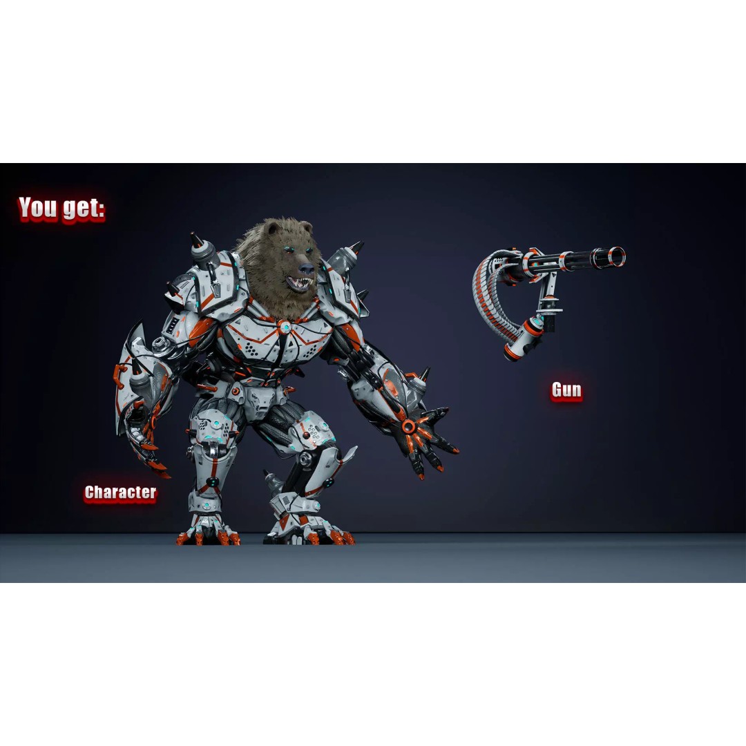 Alien Bear 3D Model – Low Poly Game-Ready Character, FBX, UE4/UE5 - View 3