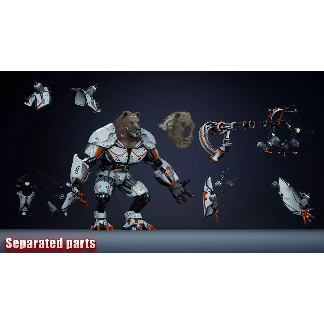 Alien Bear 3D Model – Low Poly Game-Ready Character, FBX, UE4/UE5 - View 5