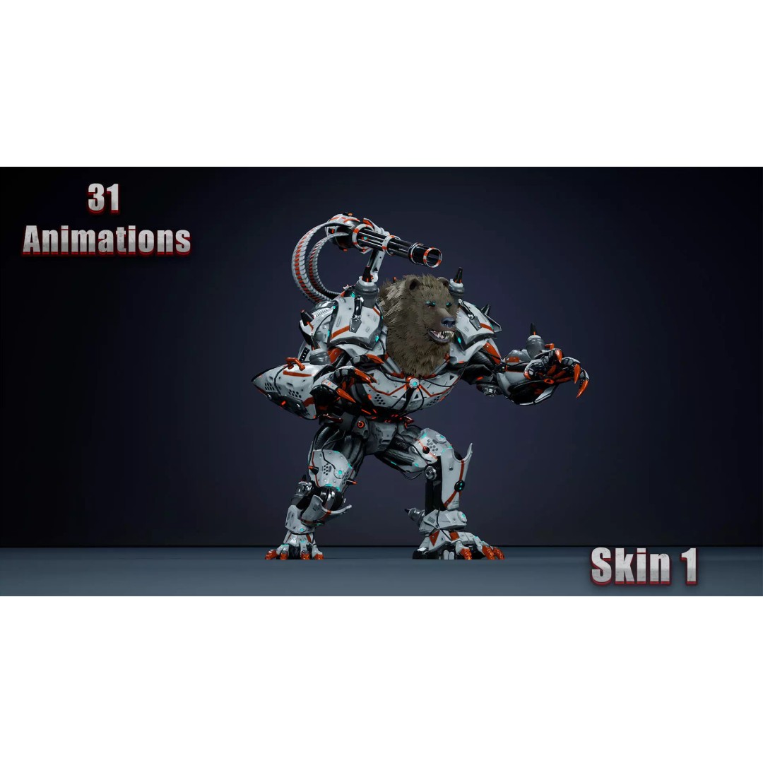 Alien Bear 3D Model – Low Poly Game-Ready Character, FBX, UE4/UE5 - View 6