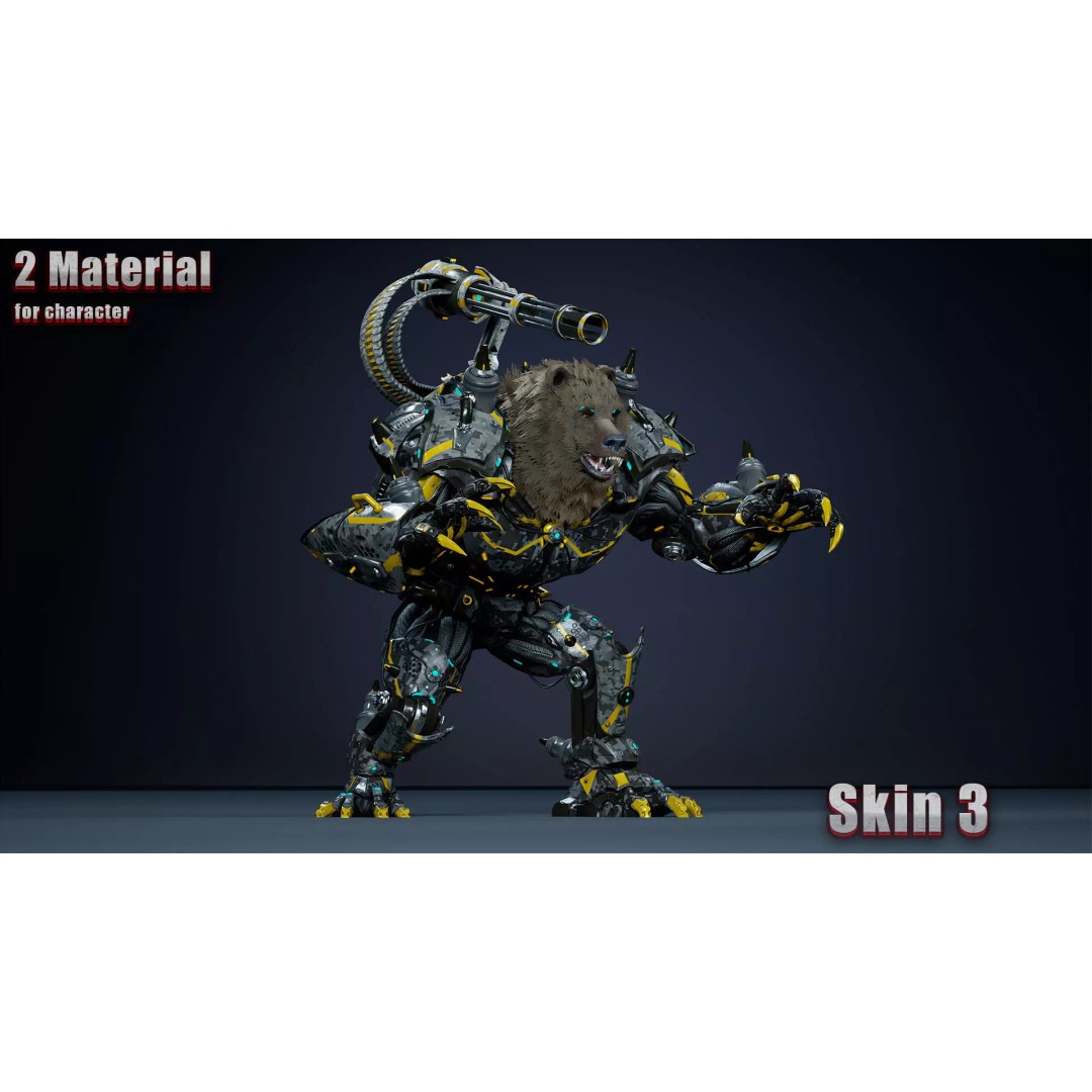 Alien Bear 3D Model – Low Poly Game-Ready Character, FBX, UE4/UE5 - View 8
