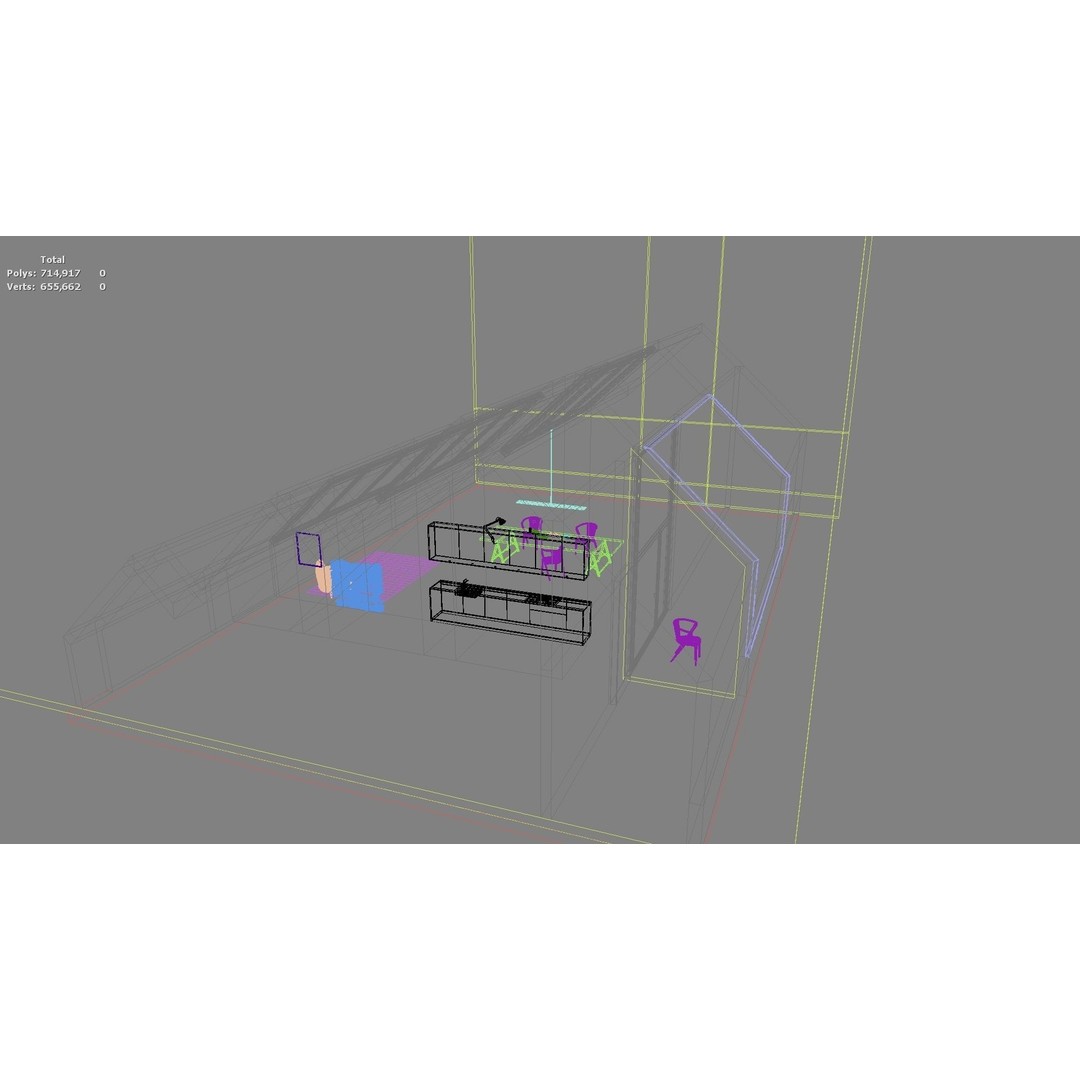 Modern Residential Interior 3D Model – High Quality Living Room, OBJ, FBX