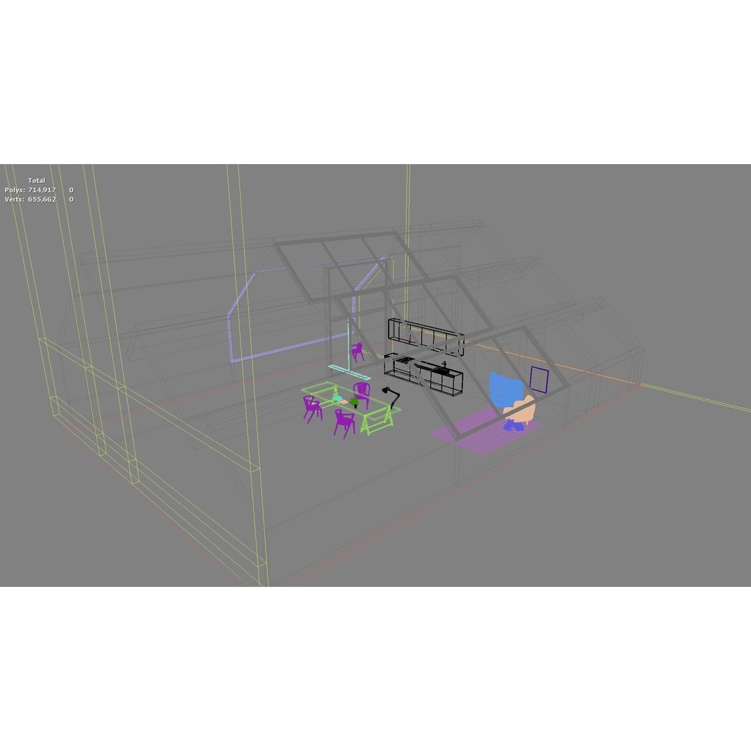 Modern Residential Interior 3D Model – High Quality Living Room, OBJ, FBX - View 17