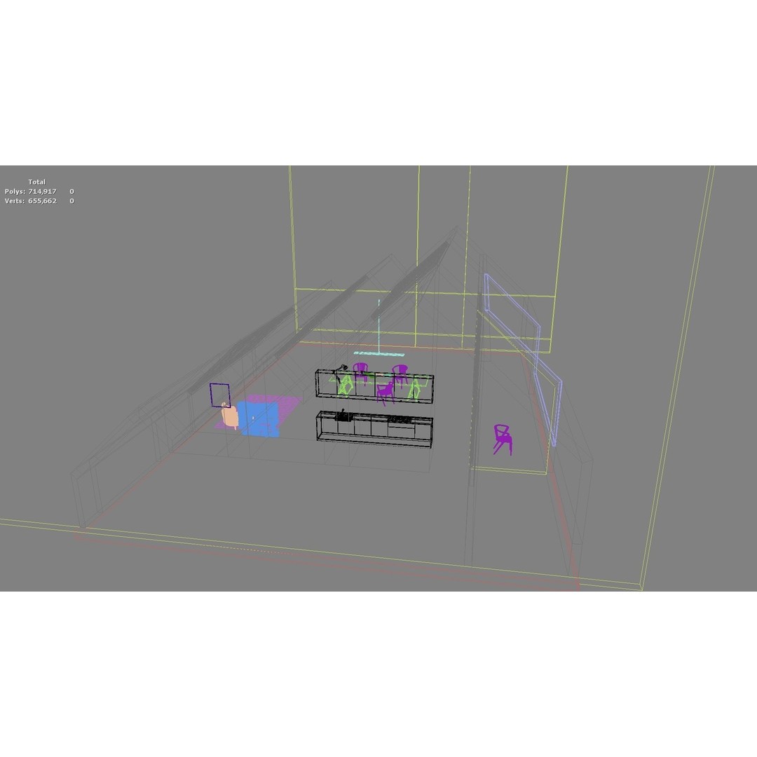 Modern Residential Interior 3D Model – High Quality Living Room, OBJ, FBX - View 24