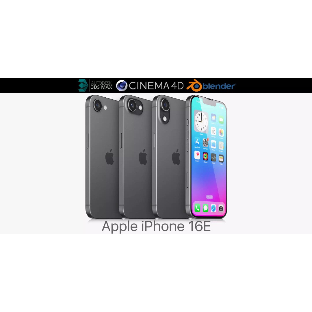 Apple iPhone 16E 3D Model – Realistic Game-Ready Asset, FBX, OBJ, Blender - View 2