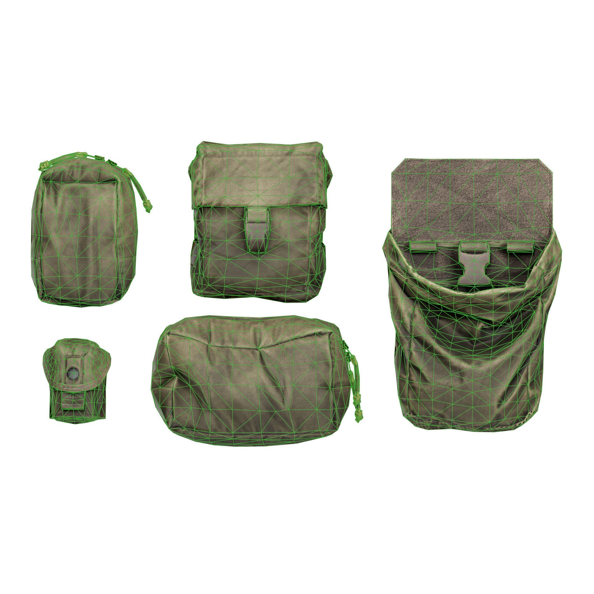 ADA Military Pouches Bundle 01 - Low-Poly Game-Ready 3D Model - View 11