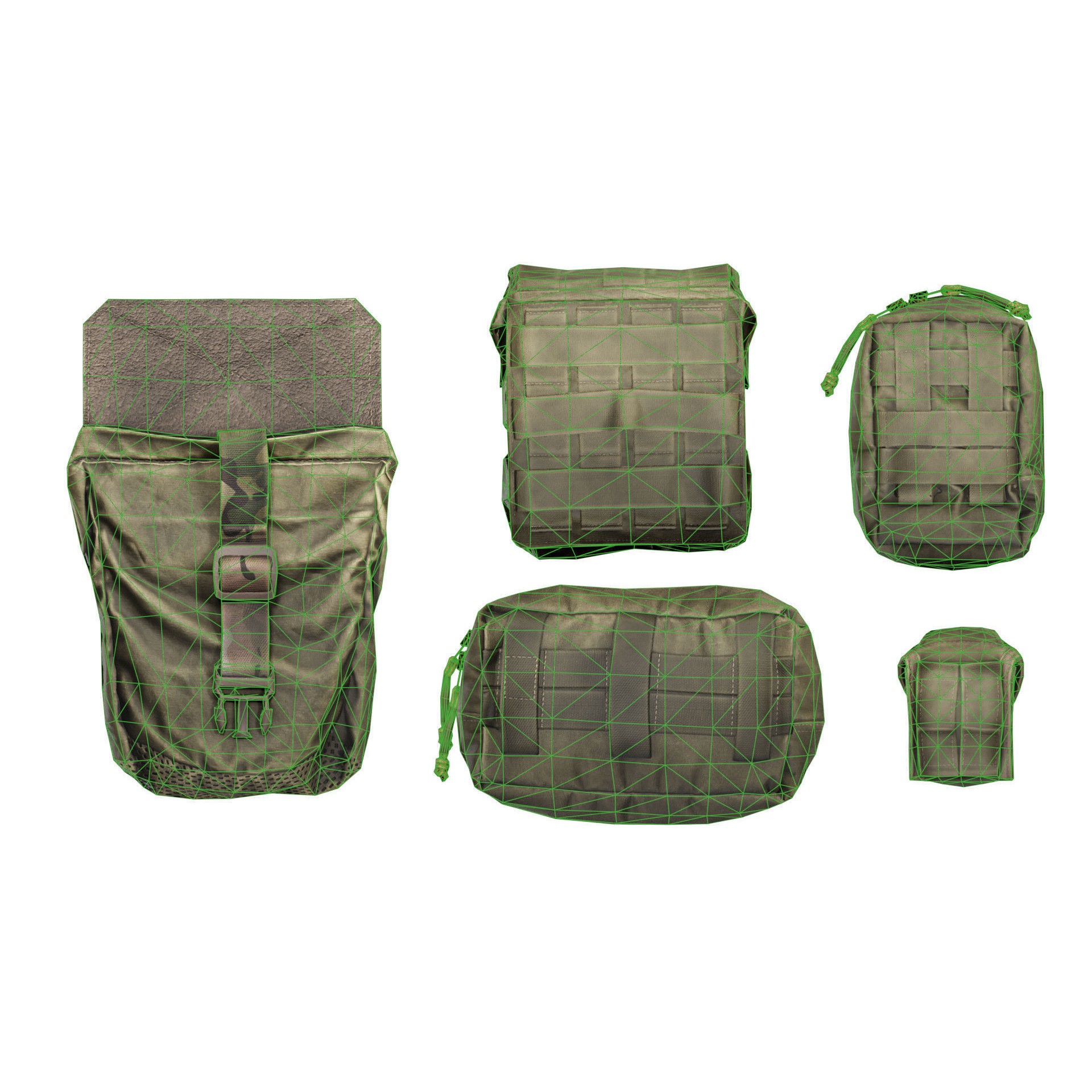 ADA Military Pouches Bundle 01 - Low-Poly Game-Ready 3D Model - View 12