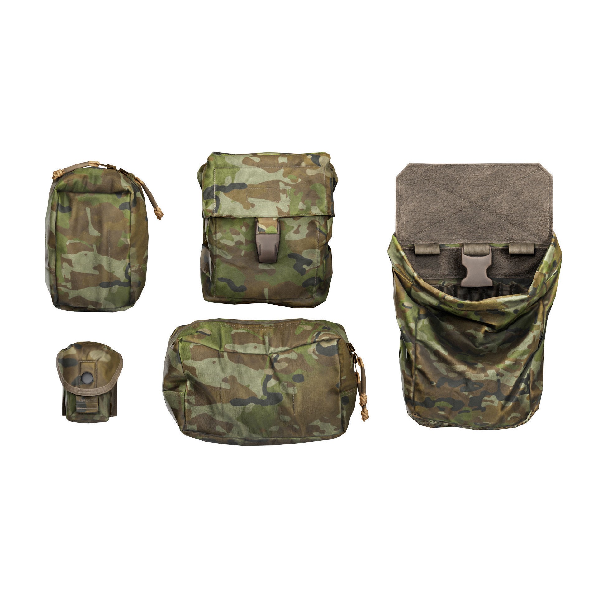 ADA Military Pouches Bundle 01 - Low-Poly Game-Ready 3D Model - View 3