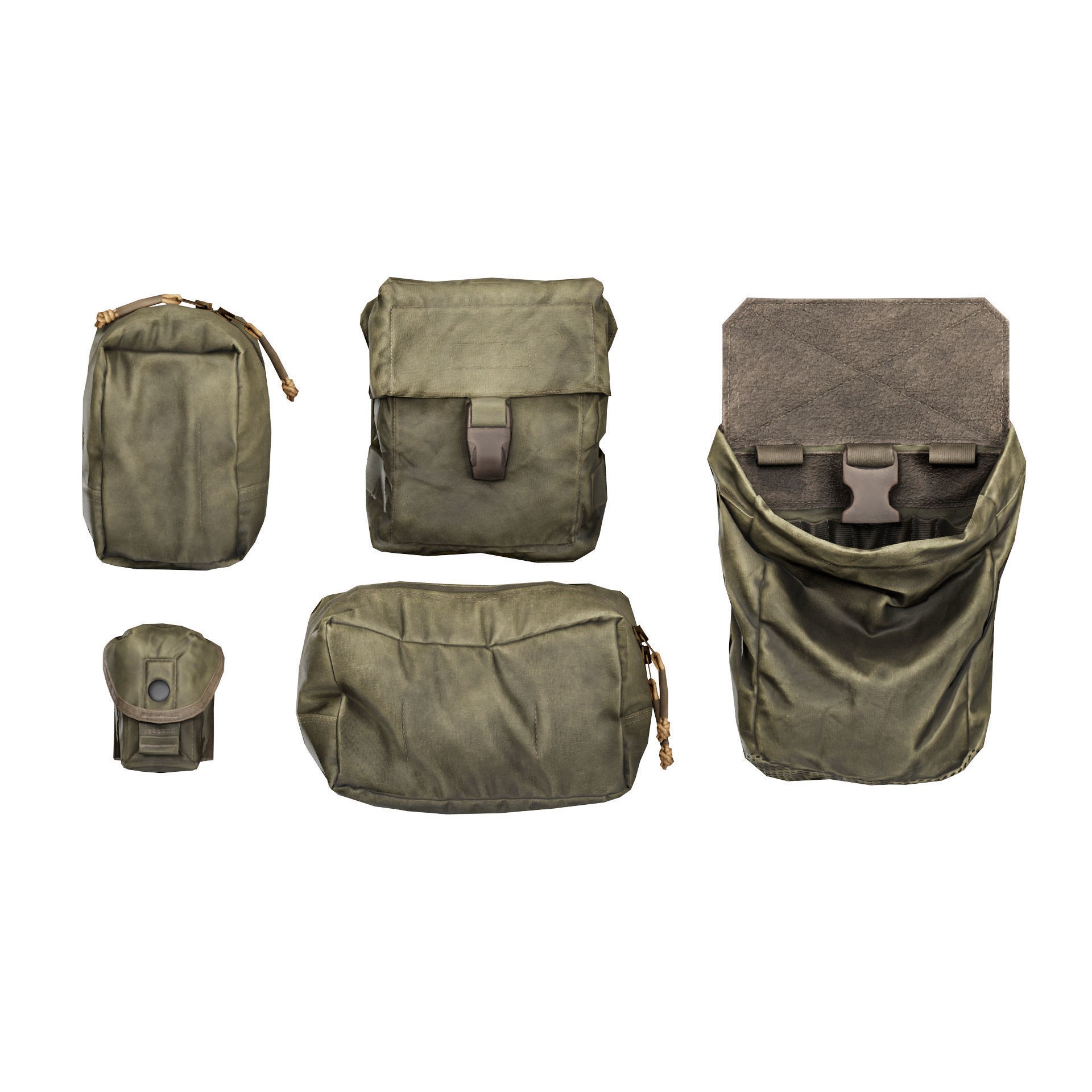 ADA Military Pouches Bundle 01 - Low-Poly Game-Ready 3D Model - View 4