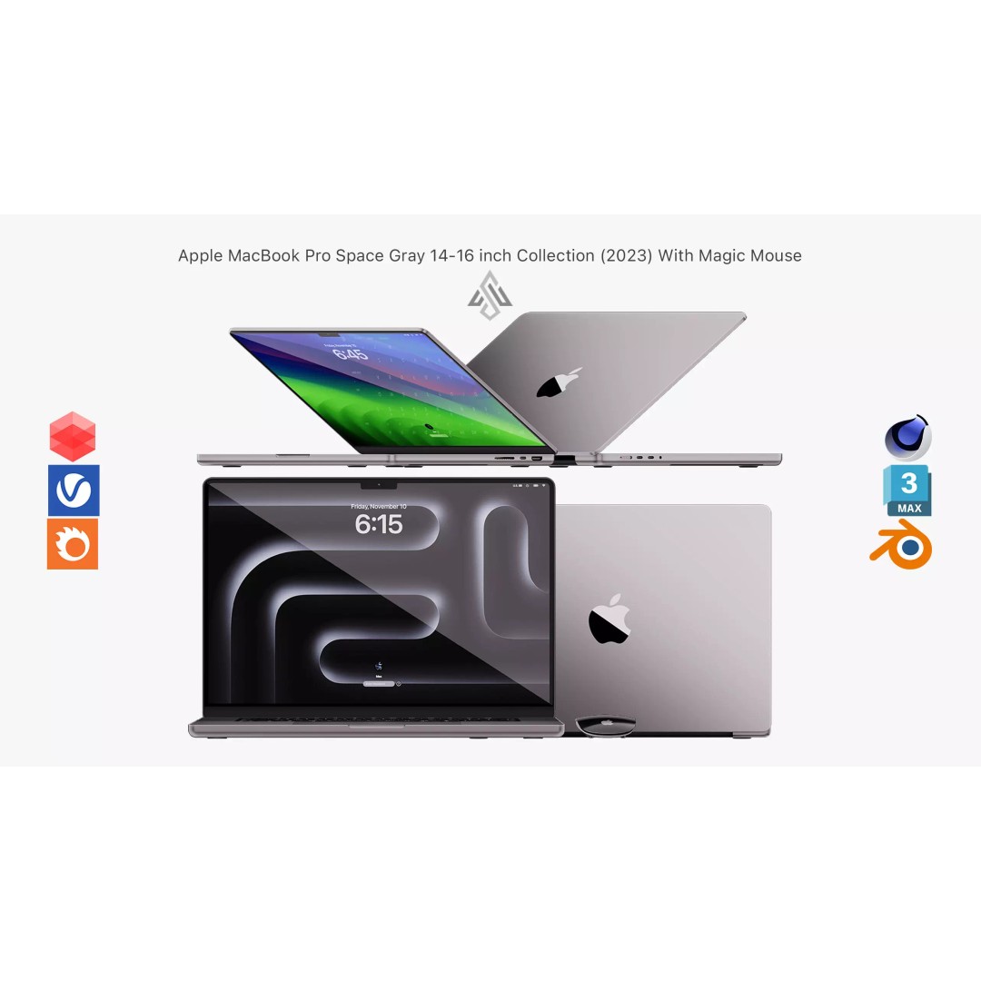 Apple MacBook Pro 14 & 16 Inch 3D Model – High Poly PBR Asset, FBX & OBJ - View 2