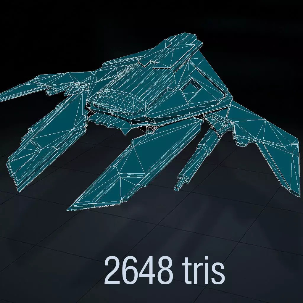 Stylized Sci-Fi Spaceship 3D Model – Ultra Low Poly Game Asset, FBX