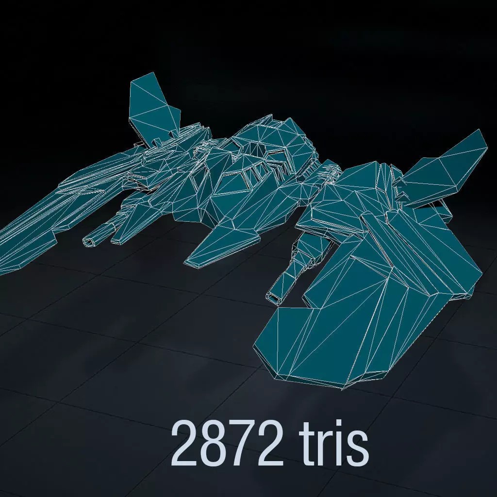 Stylized Sci-Fi Spaceship 3D Model – Ultra Low Poly Game Asset, FBX - View 15