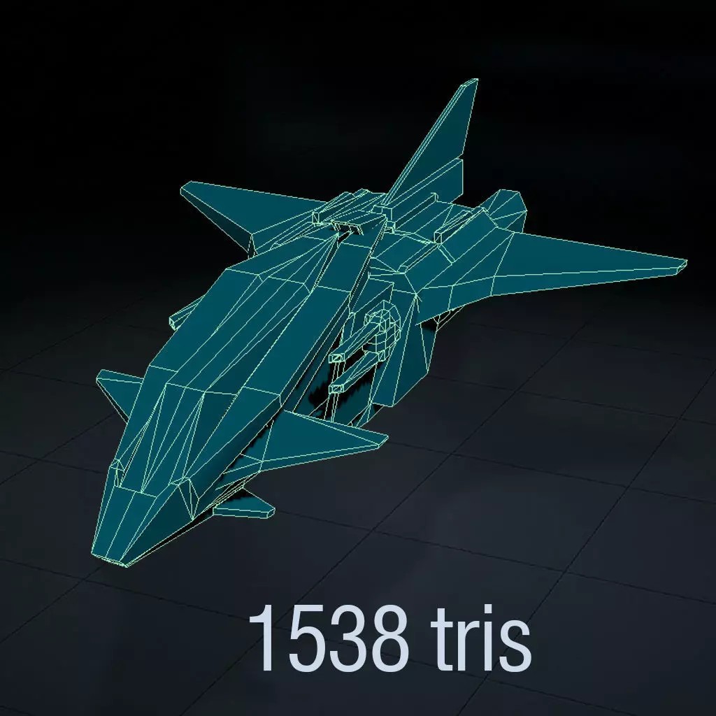 Stylized Sci-Fi Spaceship 3D Model – Ultra Low Poly Game Asset, FBX - View 7