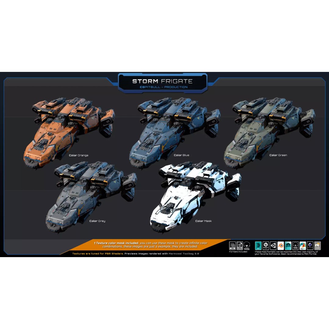 Starships 3D Model – Low Poly Futuristic Spacecraft Pack, FBX/OBJ - View 10