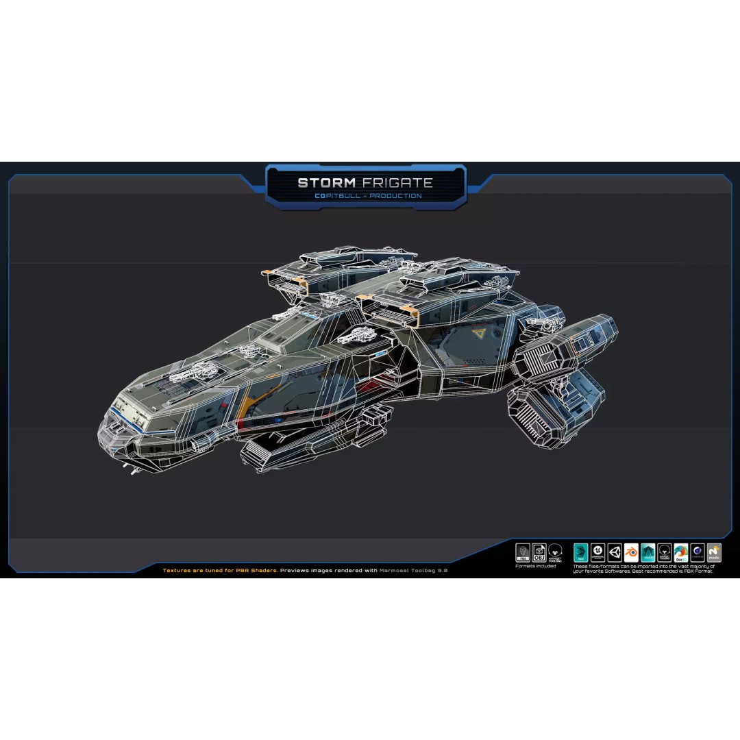 Starships 3D Model – Low Poly Futuristic Spacecraft Pack, FBX/OBJ - View 11