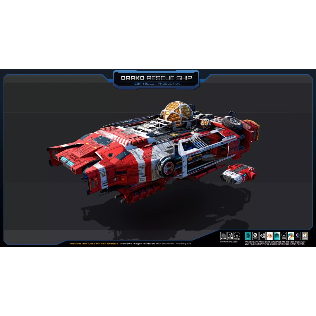 Starships 3D Model – Low Poly Futuristic Spacecraft Pack, FBX/OBJ - View 12