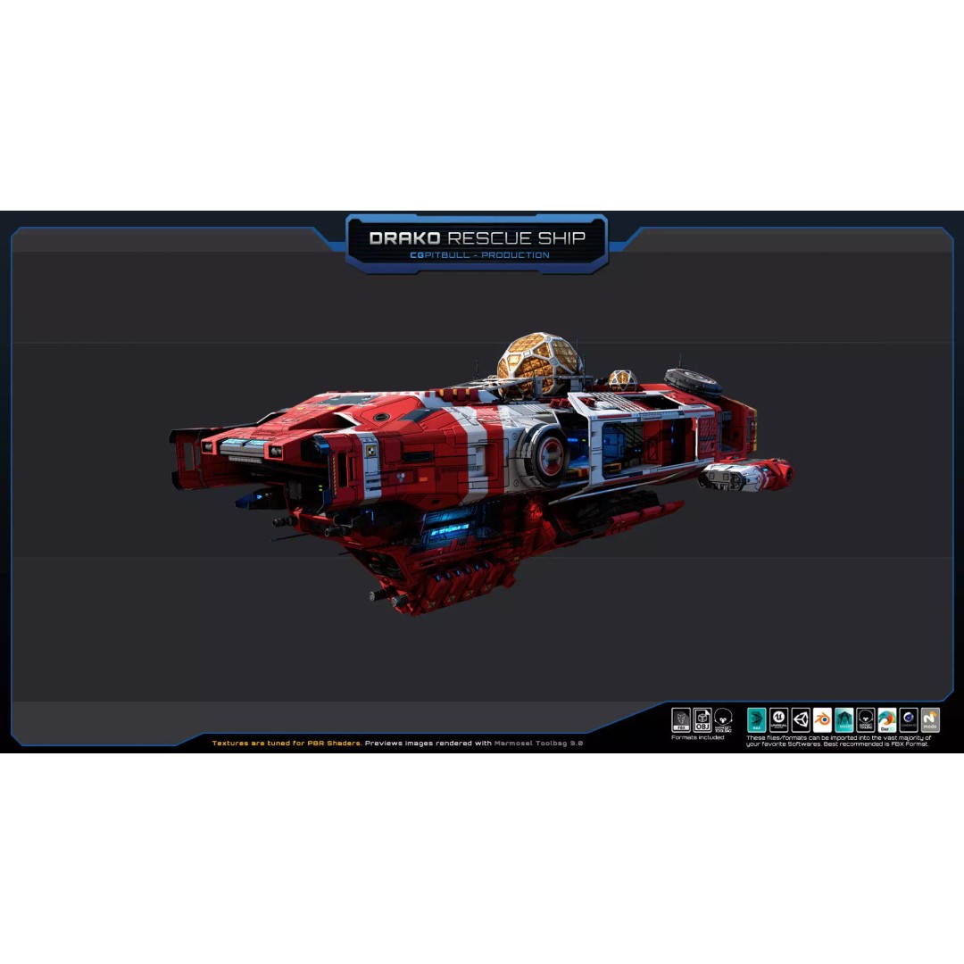 Starships 3D Model – Low Poly Futuristic Spacecraft Pack, FBX/OBJ - View 14