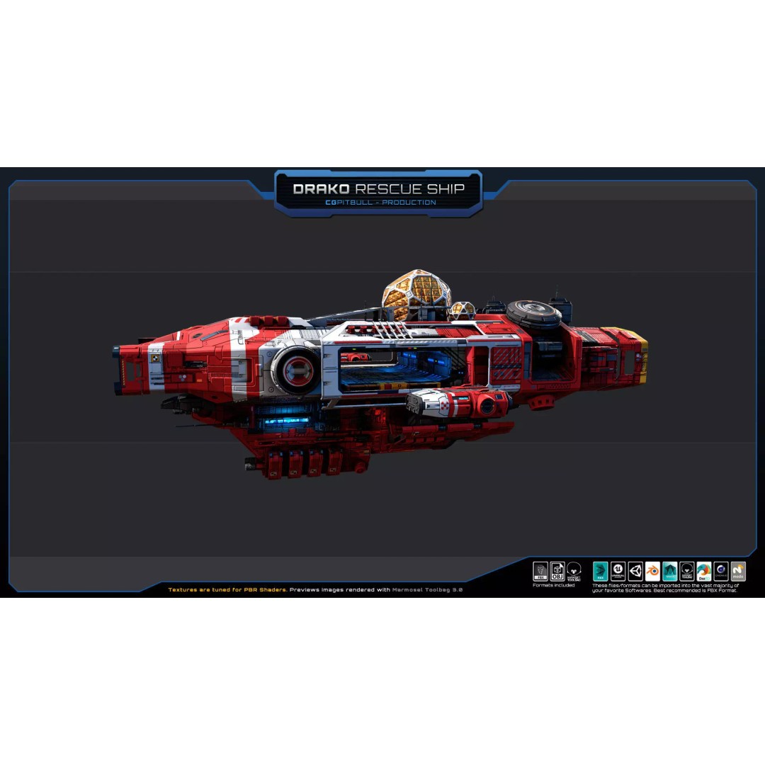 Starships 3D Model – Low Poly Futuristic Spacecraft Pack, FBX/OBJ - View 15